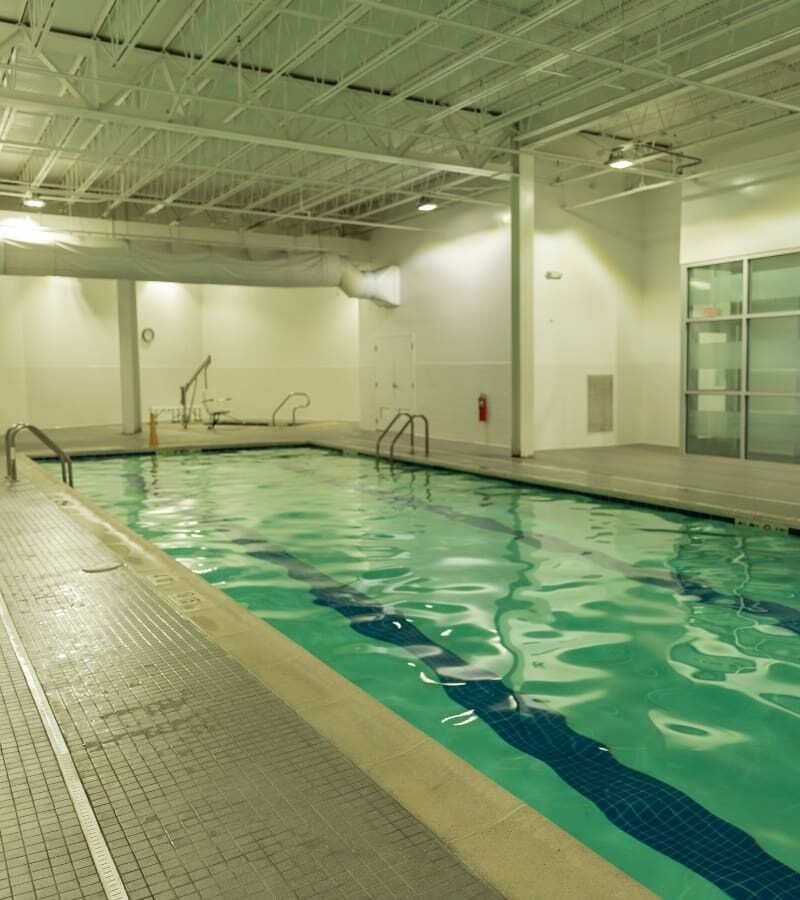 a pool and aquatic area at a york galleria gym